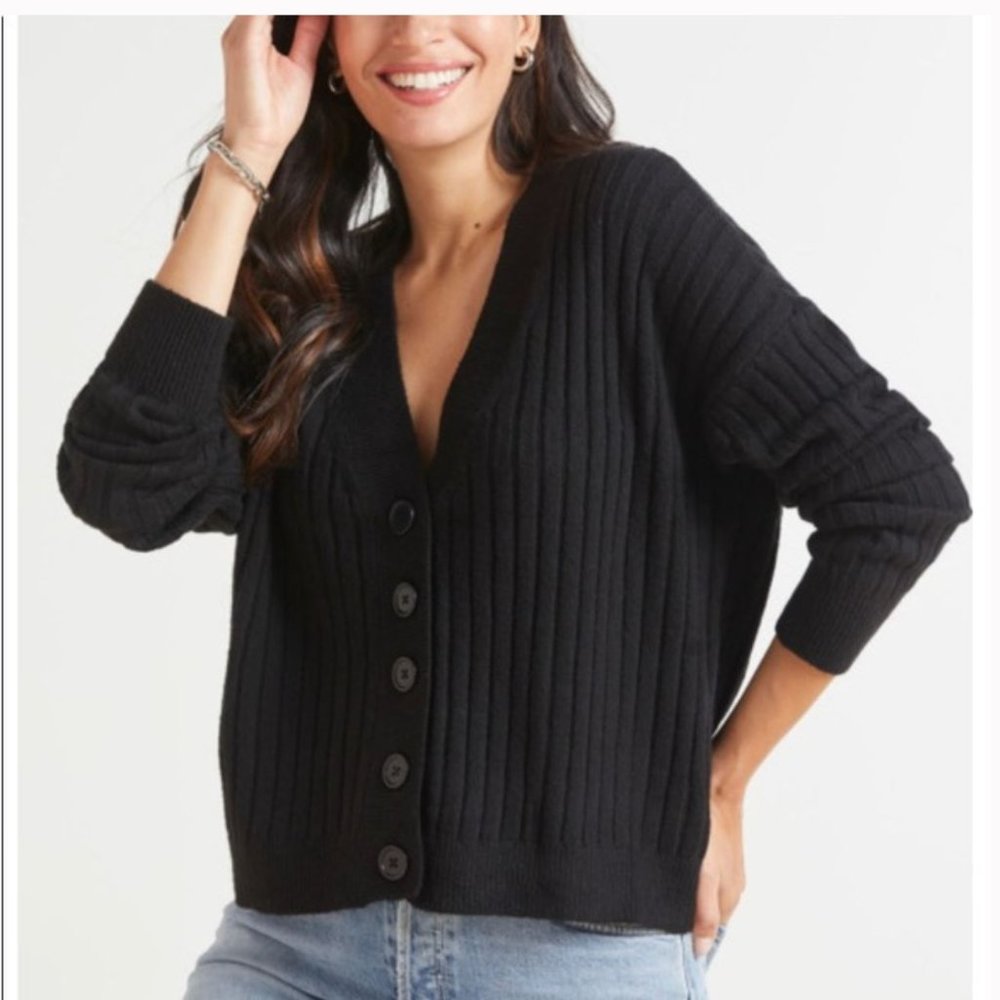 Sanctuary button-up cardigan, black, size medium